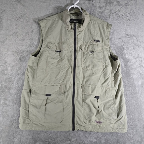 Eddie Bauer‎ Utility Vest Travel Outdoor Hiking Fishing Khaki XL - Picture 1 of 8